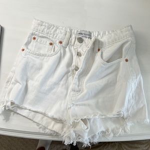 Zara White Denim high waisted shorts